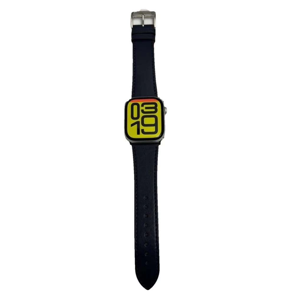 Strap Band Blue Unisex's Leather replacement Band Series 10 iPhone Size 42/45 NW